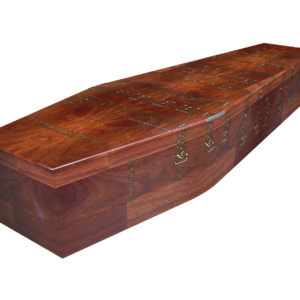 Contemporary design coffin with Lord Bless You prayer on it