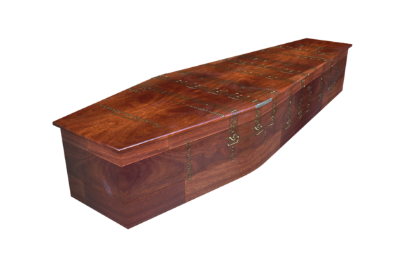 Contemporary design coffin with Lord Bless You prayer on it