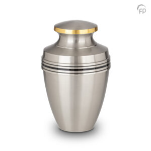 Silver and Black Bands Metal Urn