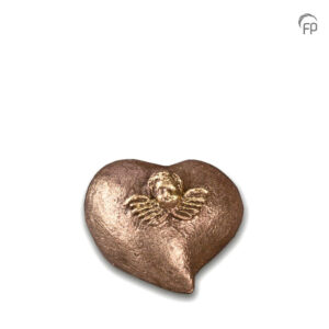 Geert Kunen Gold Angel on Bronze Heart Consolation Urn