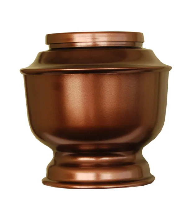 Aluminium ashes urn with a bronze effect