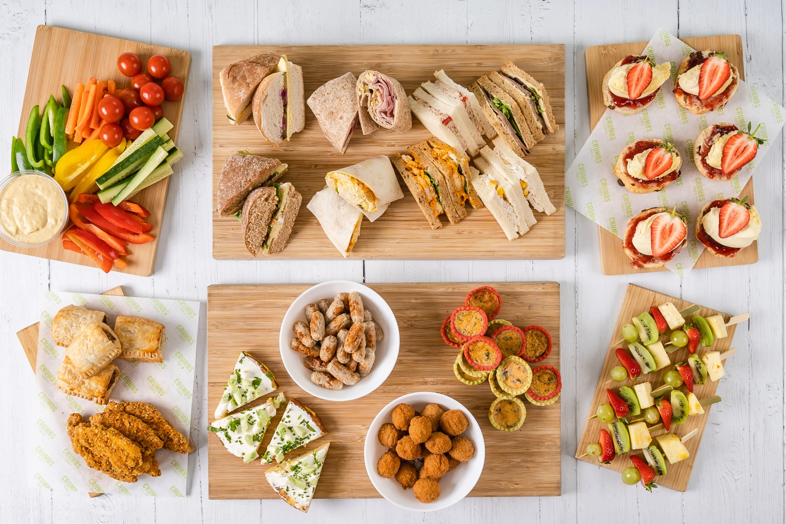 Selection of the finger food available from Crumbs Food Co
